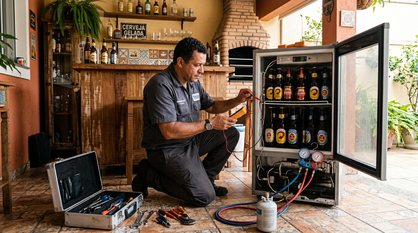 Recarga de gás refrigerante em cervejeira em atendimento em Jaboatão dos Guararapes‑PE